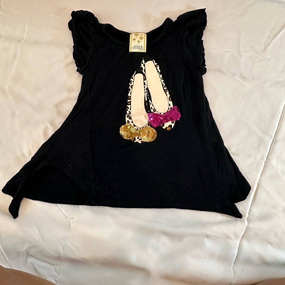 Designer From Denny’s! Kiddo by Katie Black Tee with Sequin Ballet Flats Design